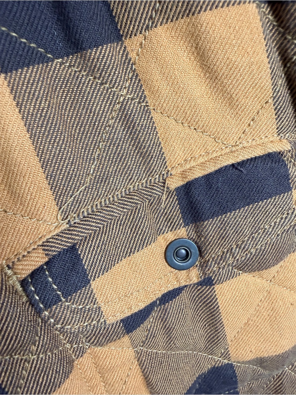 Swiss Tech Sherpa Lined Quilted Flannel Shacket Men’s M Brown Mustard Plaid - Picture 5 of 6